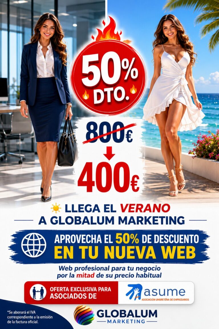 50% de Descuento en tu Nueva Web para Asociados de ASUME | Globalum Marketing