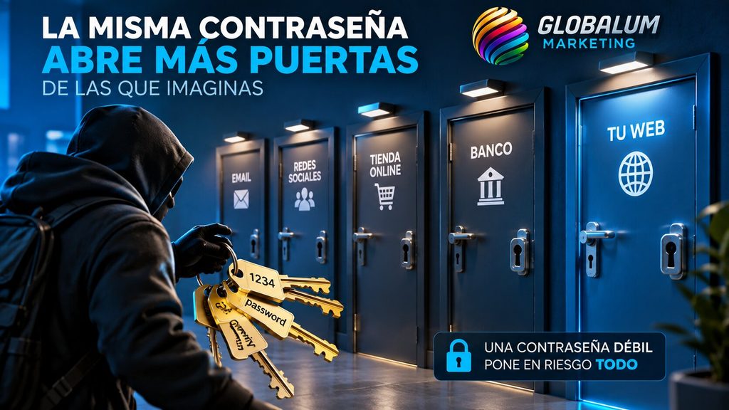 Contraseñas débiles como 1234, password, qwerty y admin abriendo diferentes servicios digitales